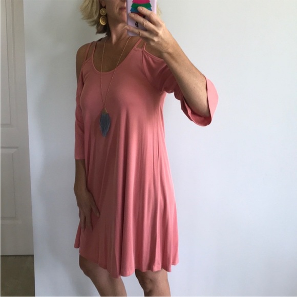 Pink Cold Shoulder Dress - Picture 5 of 7
